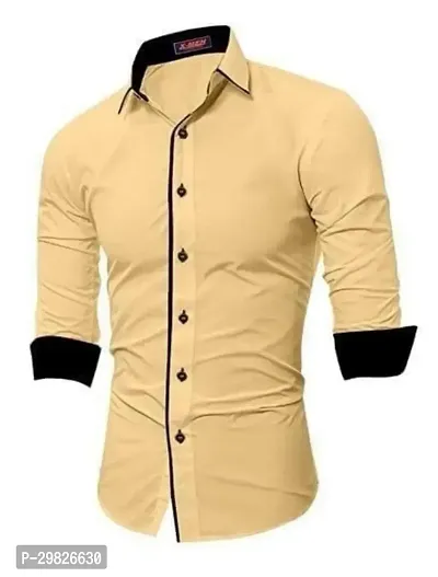 Reliable Coffee Polycotton Solid Long Sleeves Casual Shirts For Men-thumb0