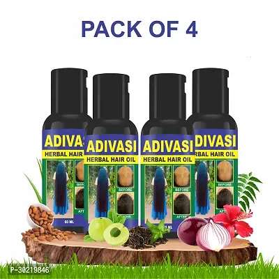 Classic Adivasi Herbal Hair Oil For All Type Of Hair Problem Growth Hair Oil 240 Ml,Pack Of 4