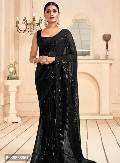 Sequence Georgette Saree with Separate Blouse Piece-thumb0