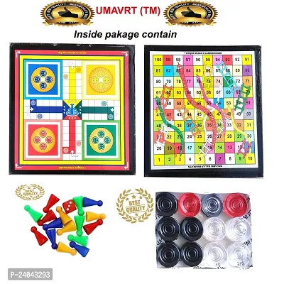UMAVRT Good Quality Light Color One Striker and Coins of Carom Board with luddo-snake board-thumb0