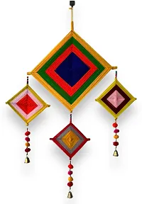 HASTANIRMIT Woolen Handmade Colorful Kite Hanging Decoration for Wall/Door Hanging (Multicolor)-thumb1