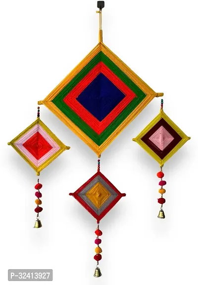 HASTANIRMIT Woolen Handmade Colorful Kite Hanging Decoration for Wall/Door Hanging (Multicolor)-thumb2