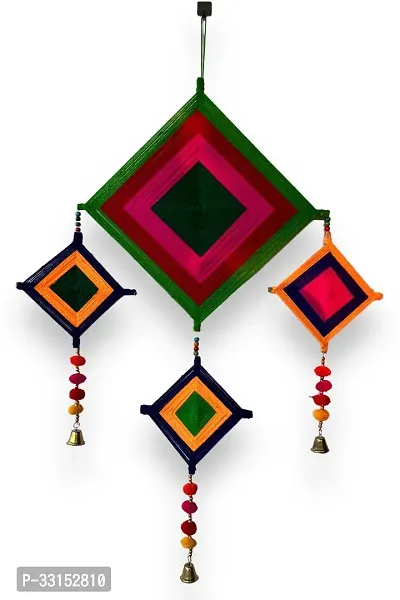 HASTANIRMIT Woolen Handmade Colorful Kite Hanging Decoration for Wall/Door Hanging Pack of 2 (Multicolor)