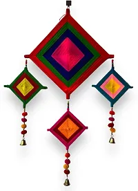 HASTANIRMIT Woolen Handmade Colorful Kite Hanging Decoration for Wall/Door Hanging Pack of 2 (Multicolor)-thumb1