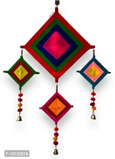 HASTANIRMIT Woolen Handmade Colorful Kite Hanging Decoration for Wall/Door Hanging Pack of 2 (Multicolor)-thumb2