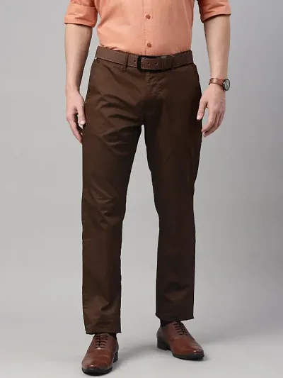 Coffee Brown Colour Stretchable Cotton Blend Casual Trouser