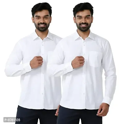 Trendy Cotton Full Sleeve Solid Slim Fit Formal Shirts for Men(Pack of 2)-thumb0