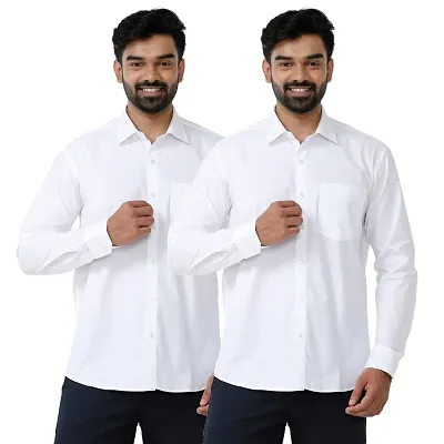 Trendy Cotton Full Sleeve Solid Slim Fit Formal Shirts for Men(Pack of 2)