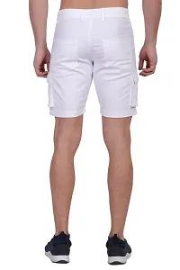 CLOTHINK INDIA?Solid Men's White Cotton Twill Cargo Shorts-thumb1