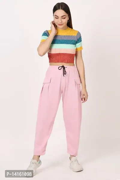 CLOTHINK INDIA, Womens Regular Solid Pink  Colour Track Pants/Pajamas