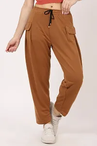 CLOTHINK INDIA, Womens Regular Solid Brown Track Pants/Pajamas-thumb4