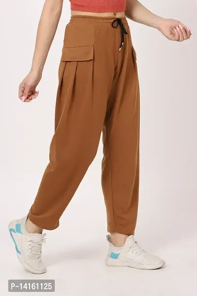 CLOTHINK INDIA, Womens Regular Solid Brown Track Pants/Pajamas-thumb2