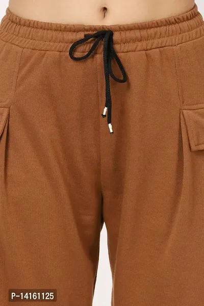 CLOTHINK INDIA, Womens Regular Solid Brown Track Pants/Pajamas-thumb3