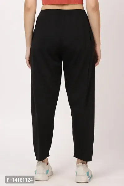 CLOTHINK INDIA, Womens Regular Solid Black Colour Track Pants/Pajamas-thumb2