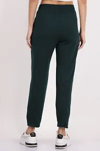 CLOTHINK INDIA, Womens Regular Solid Bottle Green Track Pants/Joggers-thumb2