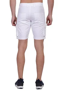 Solid Men White Cargo Shorts-thumb2