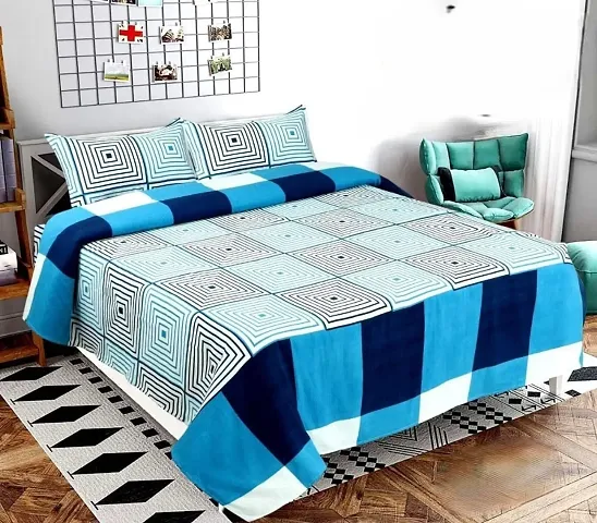 Neekshaa 3D Polycotton Double Bed Bedsheet with Two Pillow Covers_Size-90 * 90 inch