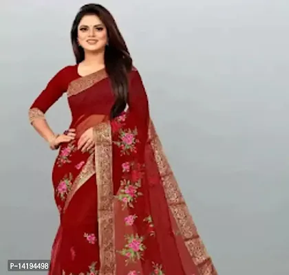 Women Stylish Net Embroidered Saree with Blouse piece