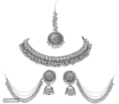Stylish Silver Oxidised Silver Jewellery Set For Women-thumb0