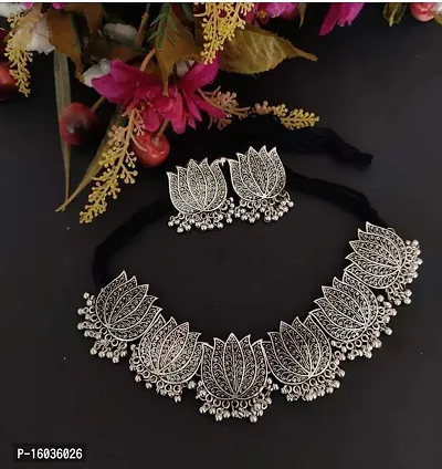 Stylish Silver Oxidised Silver Jewellery Set For Women-thumb2