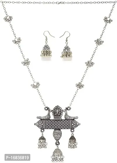 Stylish Silver Oxidised Silver Jewellery Set For Women