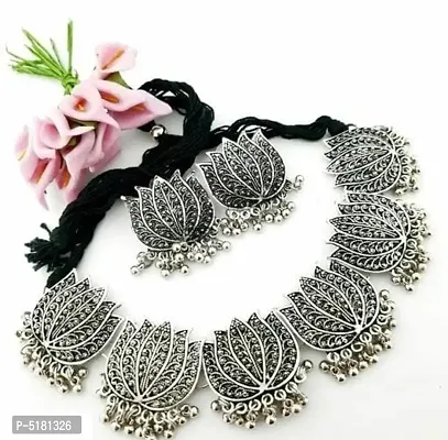 Women's Lotus Style Silver Jewellery Set