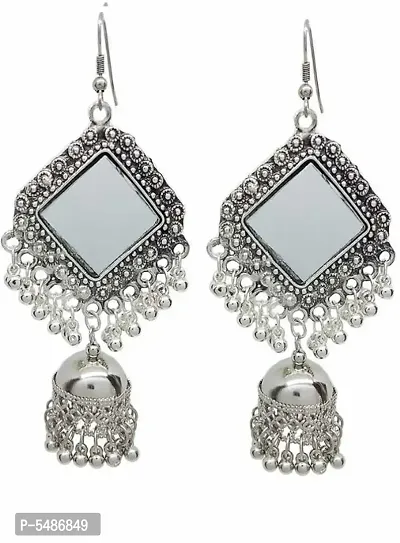 Traditional Silver Alloy Earrings-thumb0
