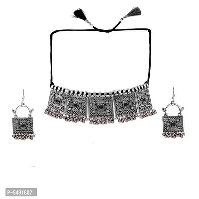 Silver Oxidized Alloy Jewellery Set