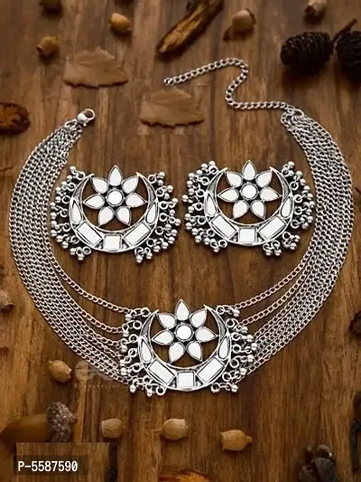 Beautiful Design Silver Oxidized Jewellery Set-thumb0