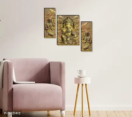 shivam craft Set Of 3-Piece Modern Digital Ganesha Wall Art Painting Set (G4) (12x18 Inch, Multicolor) - Perfect For Home Decor, Living Room, Office And Gifting.-thumb4