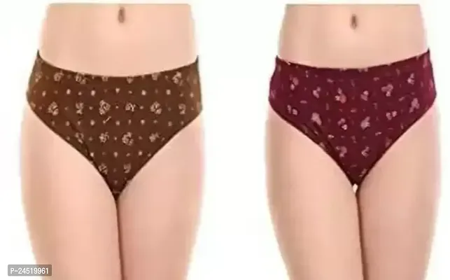 Elegant Cotton Blend Printed Hipster Panties For Women- Pack Of 2