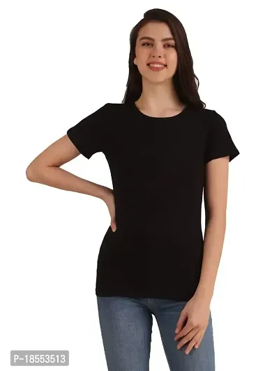 Women's Plain T-shirt (Black, Small)