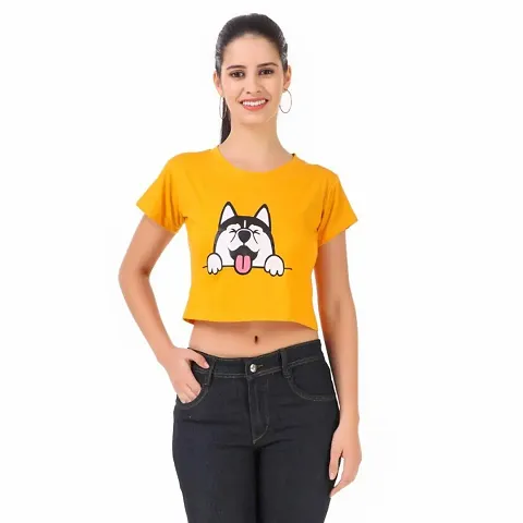 Trendy (Dog) Short Sleeves Crop Length Top For Women