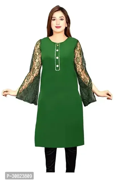 Chic Comfort: Trendy Kurtis for Women Green Color Pack Of Single-thumb0