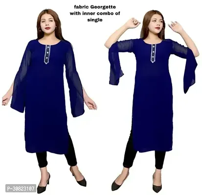 Chic Comfort: Trendy Kurtis for Women Blue Color Pack Of Single-thumb0