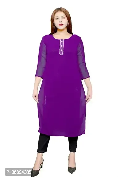 Trendy Georgette Solid Kurta For Women-thumb0