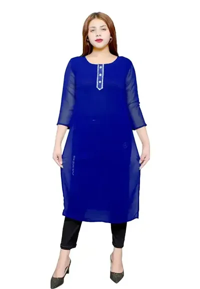 Stylish Georgette Solid A-Line Kurta