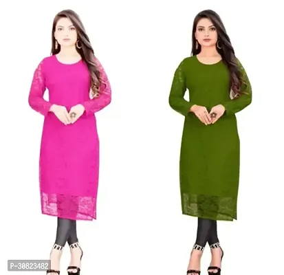 Chic Comfort: Trendy Kurtis for Women Multicoloured Color Pack Of  2-thumb0