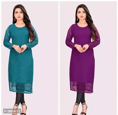 Trendy Net Kurtis for Women Pack Of  2-thumb0