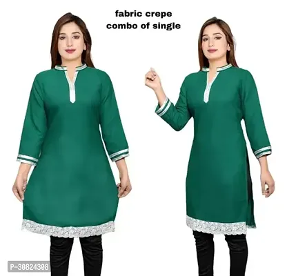 Trendy Crepe Solid Straight Kurta for Women-thumb0