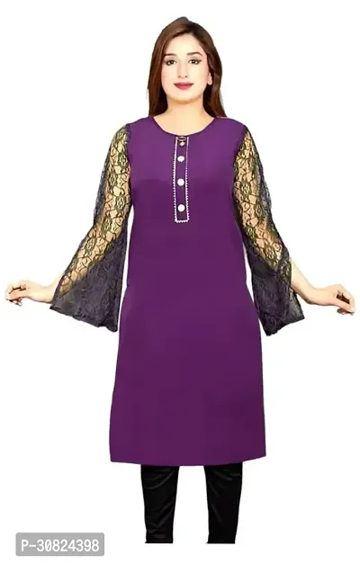 Trendy Crepe Solid Kurta For Women-thumb0