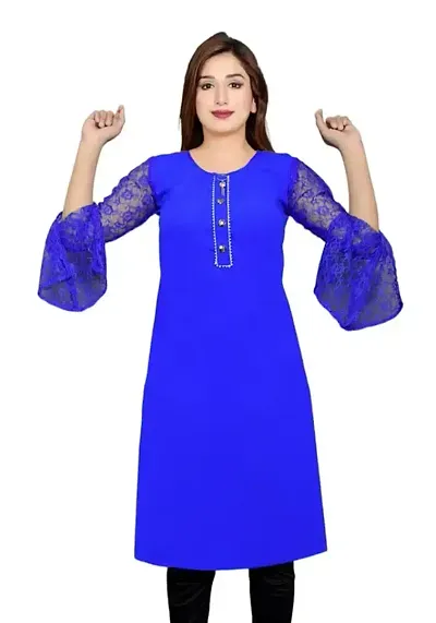 Stylish Crepe Solid Straight Kurta