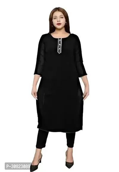 Chic Comfort: Trendy Kurtis for Women Black Color Pack Of Single-thumb0