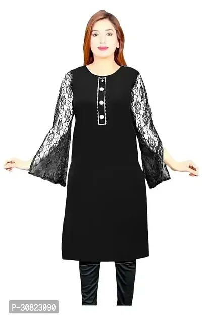 Chic Comfort: Trendy Kurtis for Women Black Color Pack Of Single-thumb0