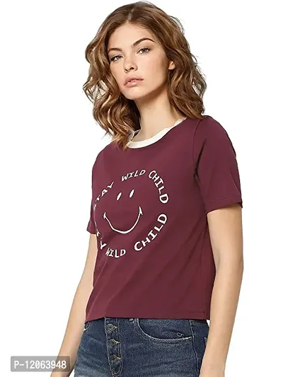 Women Cotton Printed Round Neck T-Shirt
