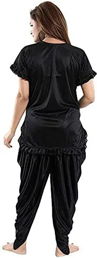 Modon Enterprises Satin Solid Sleepwear Nightgown Use Everyday for Women and Girls Free Size (Free Size, Black_06)-thumb2