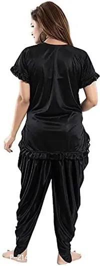 Modon Enterprises Satin Solid Sleepwear Nightgown Use Everyday for Women and Girls Free Size (Free Size, Black_06)-thumb3