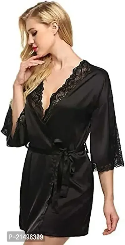 Modon Satin Nighty Set for Women's and Girls (Free Size, Black_04)-thumb3