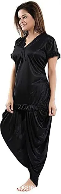 Modon Enterprises Satin Solid Sleepwear Nightgown Use Everyday for Women and Girls Free Size (Free Size, Black_06)-thumb2