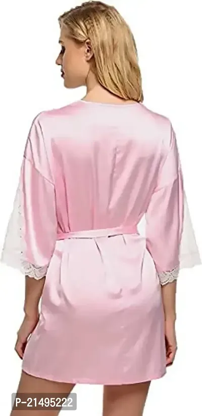 Modon Enterprises Solid Satin Nighty Nightwear Western Dress for Ladies and Girls Free Size (Free Size, Pink)-thumb2